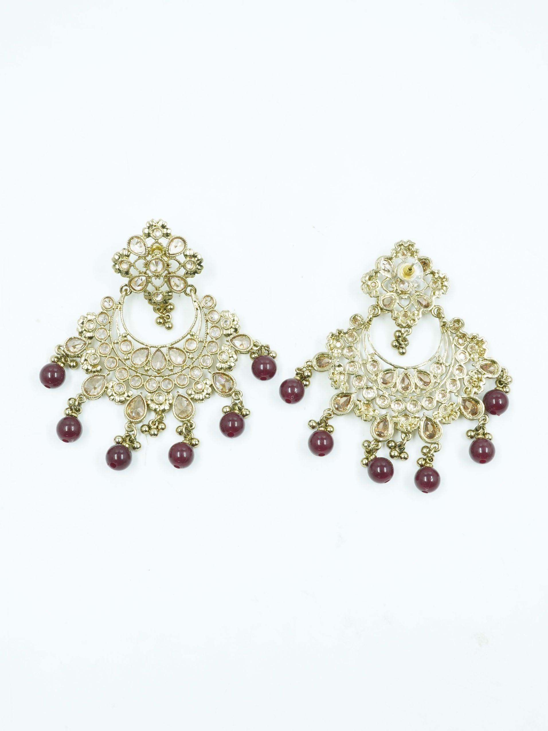 Faint Gold finish Earring Dangler with Maang Tikka - Griiham