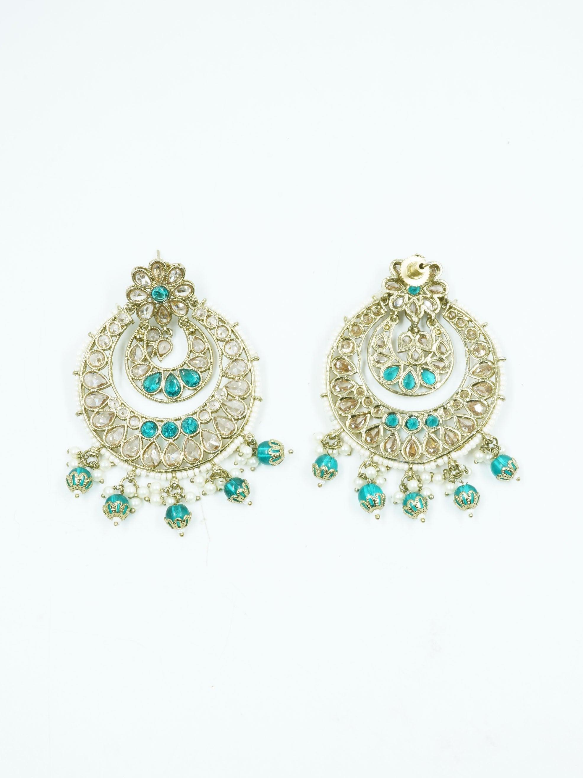 Faint Gold finish Earring Dangler with Maang Tikka - Griiham