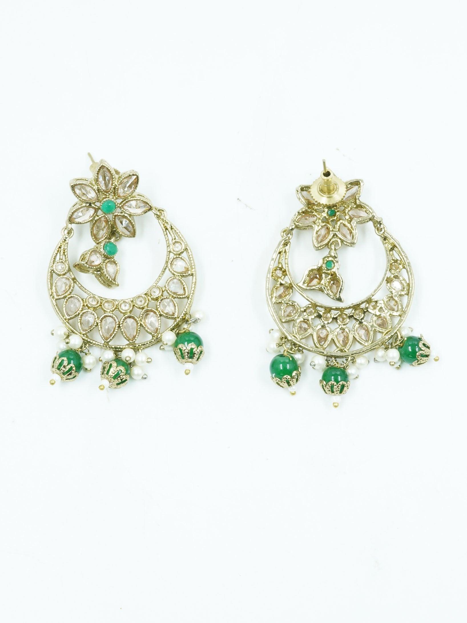 Faint Gold finish Earring Dangler with Maang Tikka - Griiham