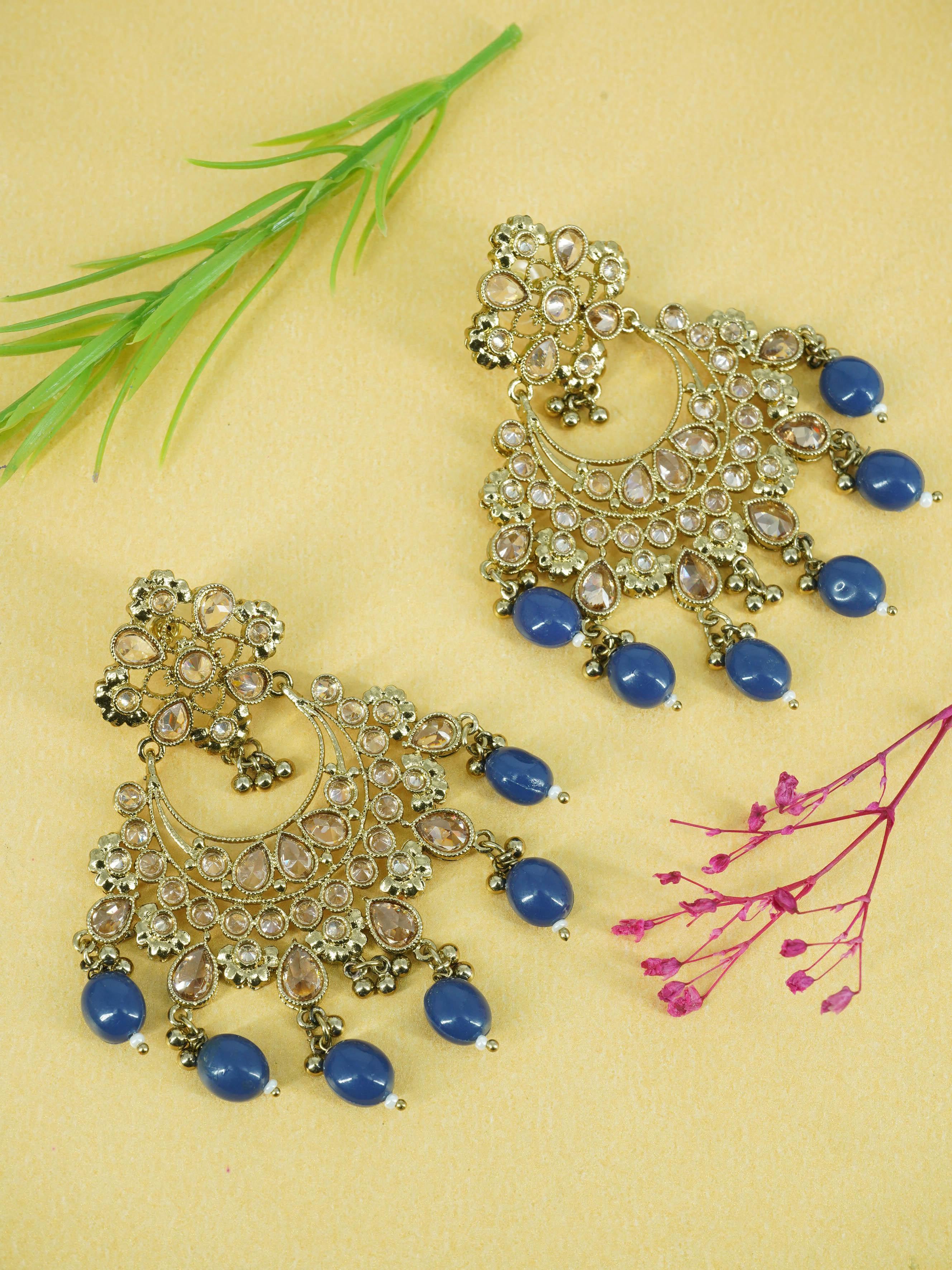 Faint Gold finish Earring Dangler with Maang Tikka