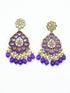 Faint gold finish Earring/jhumka/Dangler with Blue color Drops 11805N - Griiham