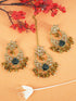 Faint gold finish Earring/jhumka/Dangler with Mang Tikka with Multi Color Stones 11761N - Griiham