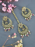 Faint gold finish Earring/jhumka/Dangler with Mang Tikka with Multi color Drops 11815N - Griiham