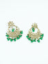 Faint gold finish Earring/jhumka/Dangler with Mang Tikka with Shamrock Green Color Stones 11751N - Griiham