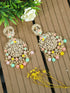 Faint gold finish Earring/jhumka/Dangler with Multi Color Stones 11810N - Griiham