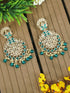 Faint gold finish Earring/jhumka/Dangler with Turqoise Color Stones 11807N - Griiham