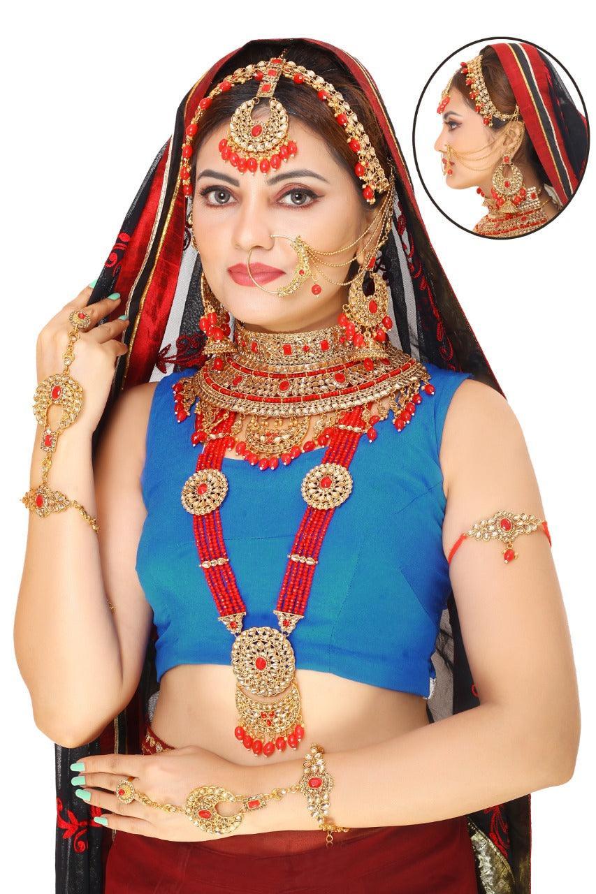 Fancy Dulhan set Gold Polish Bridal jewelry Set combo - Griiham