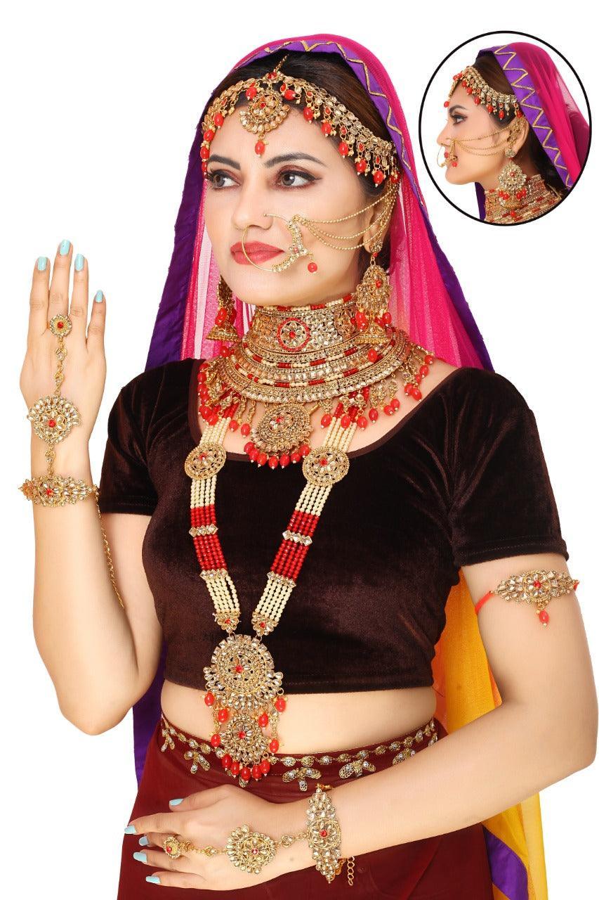 Fancy Dulhan set Gold Polish Bridal jewelry Set combo - Griiham