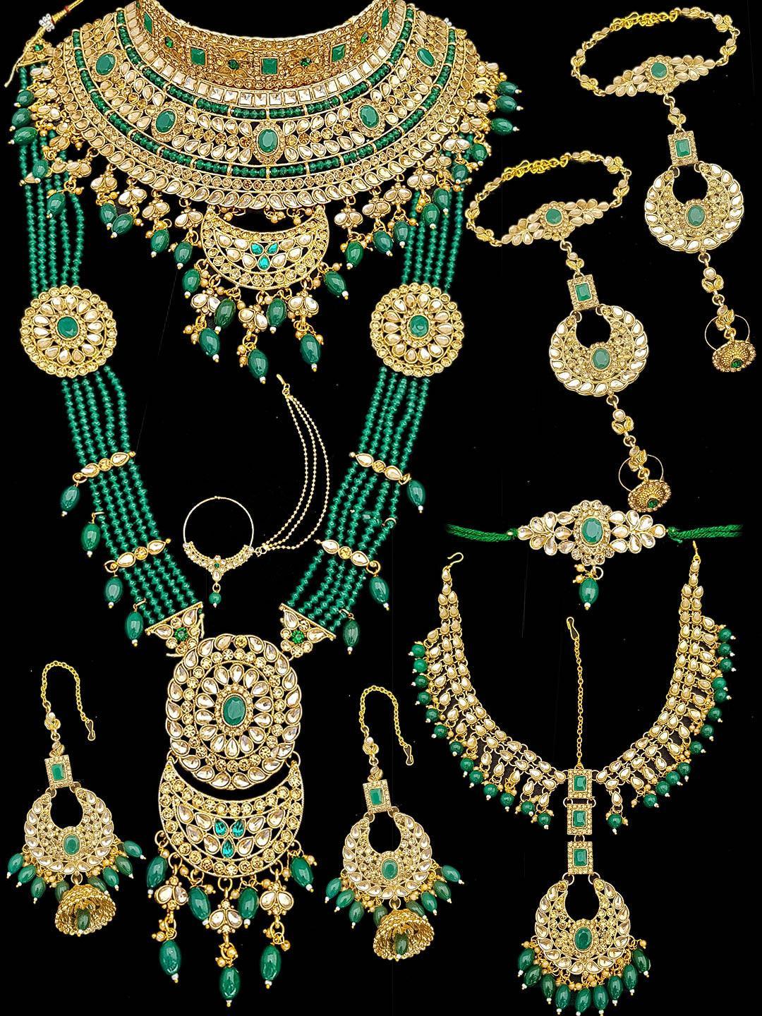 Fancy Dulhan set Gold Polish Bridal jewelry Set combo - Griiham