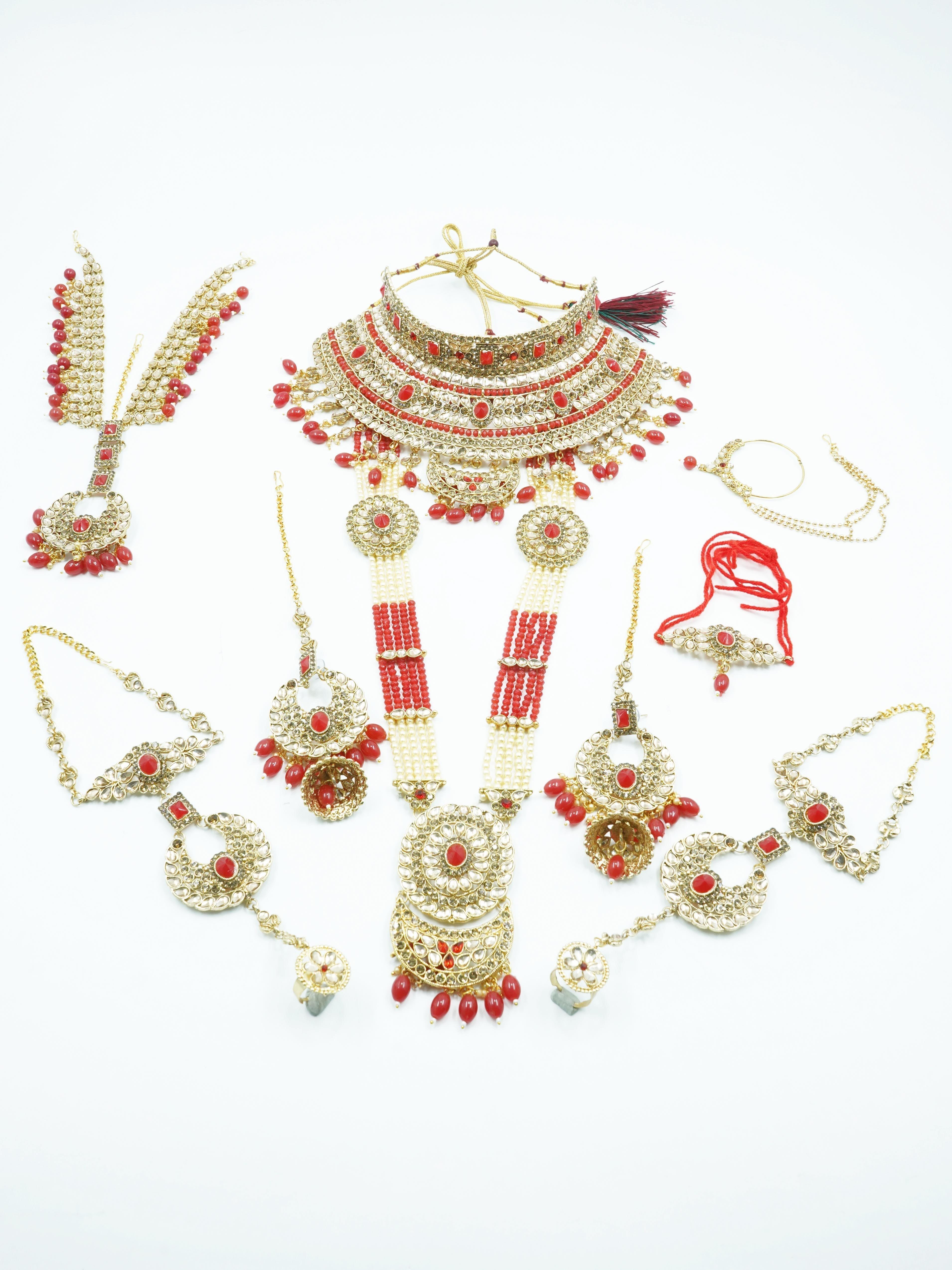 Fancy Dulhan set Gold Polish Bridal jewelry Set combo - Griiham