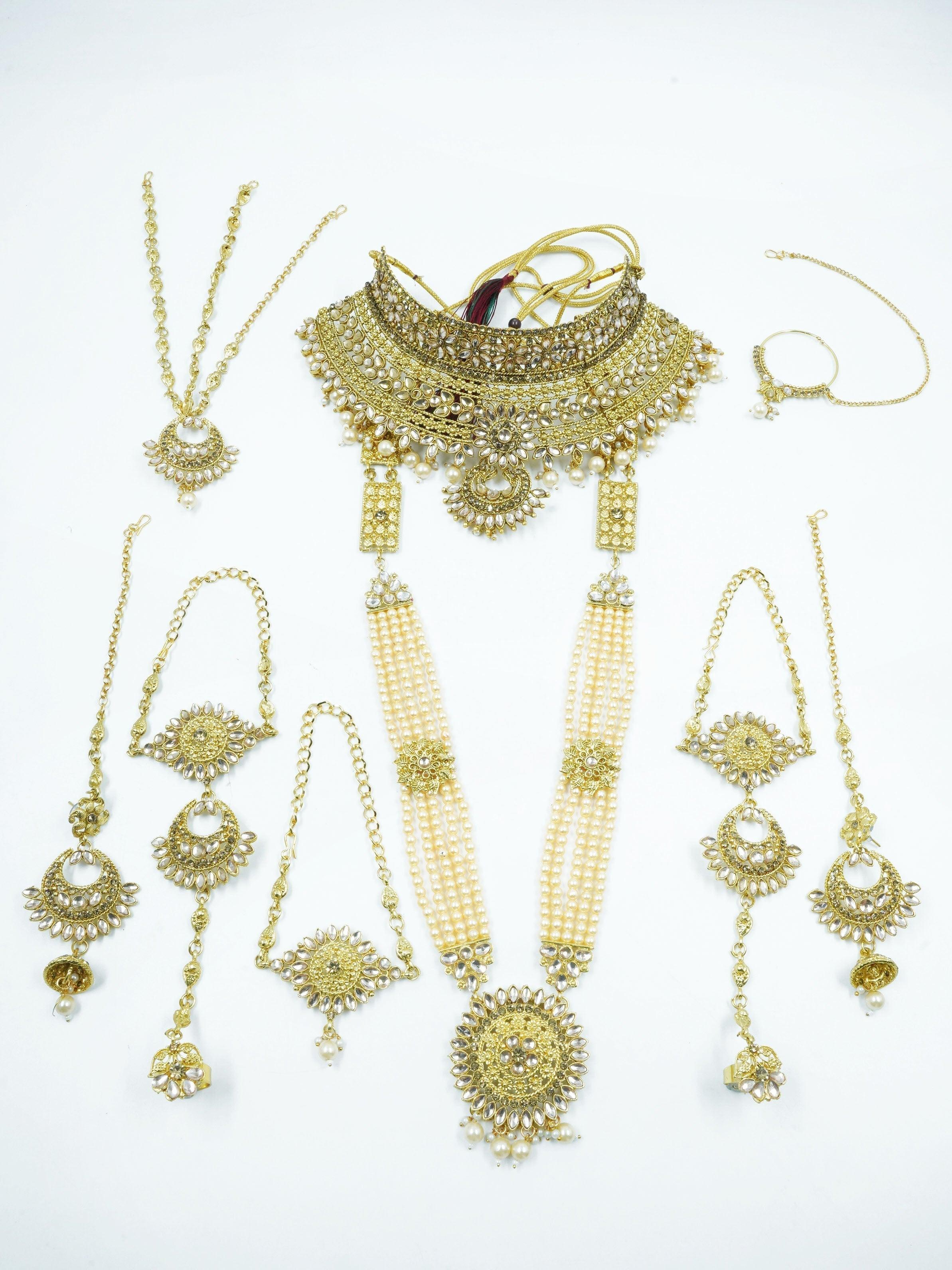 Fancy Dulhan set Gold Polish Bridal jewelry Set combo - Griiham