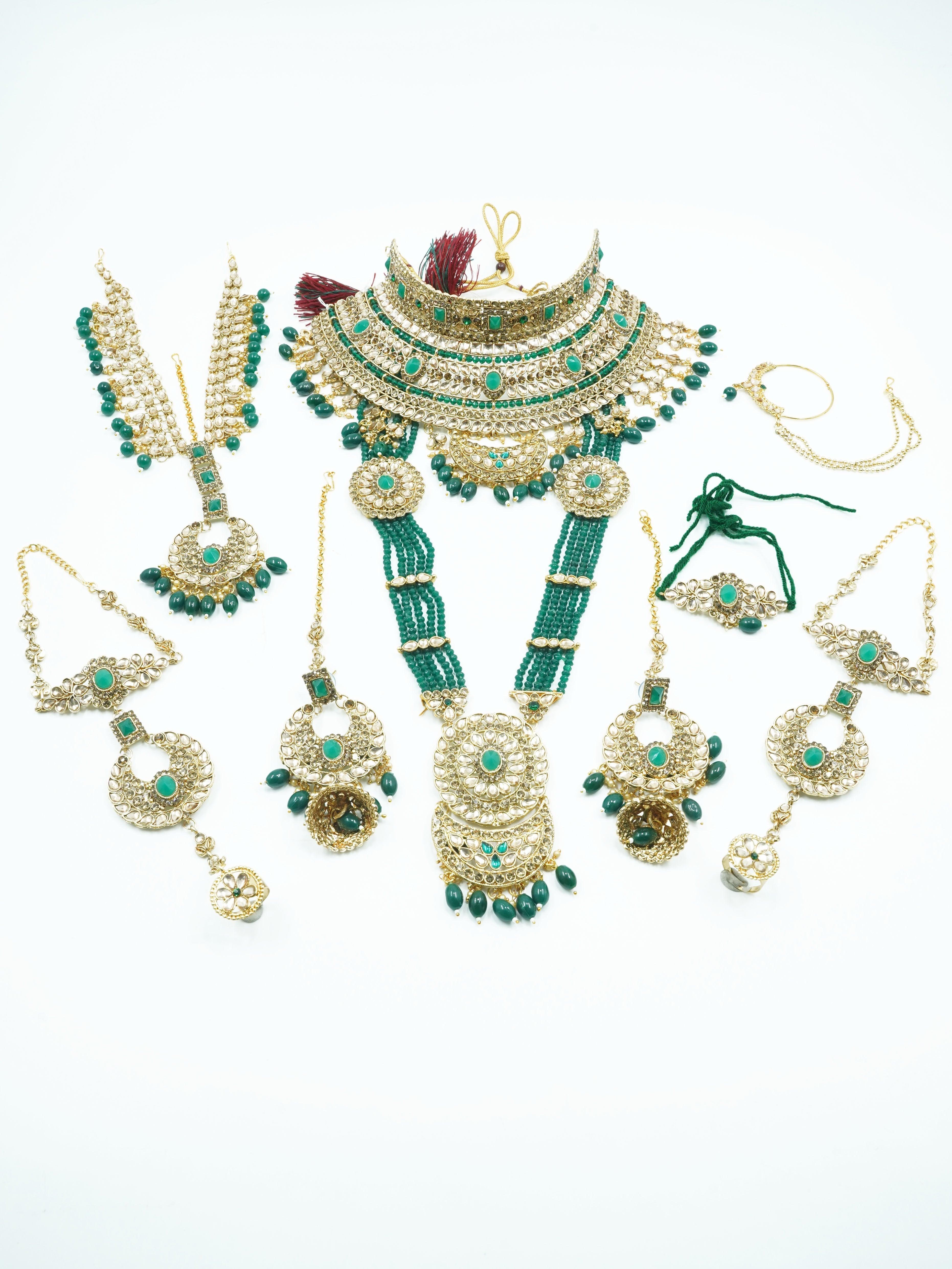 Fancy Dulhan set Gold Polish Bridal jewelry Set combo - Griiham