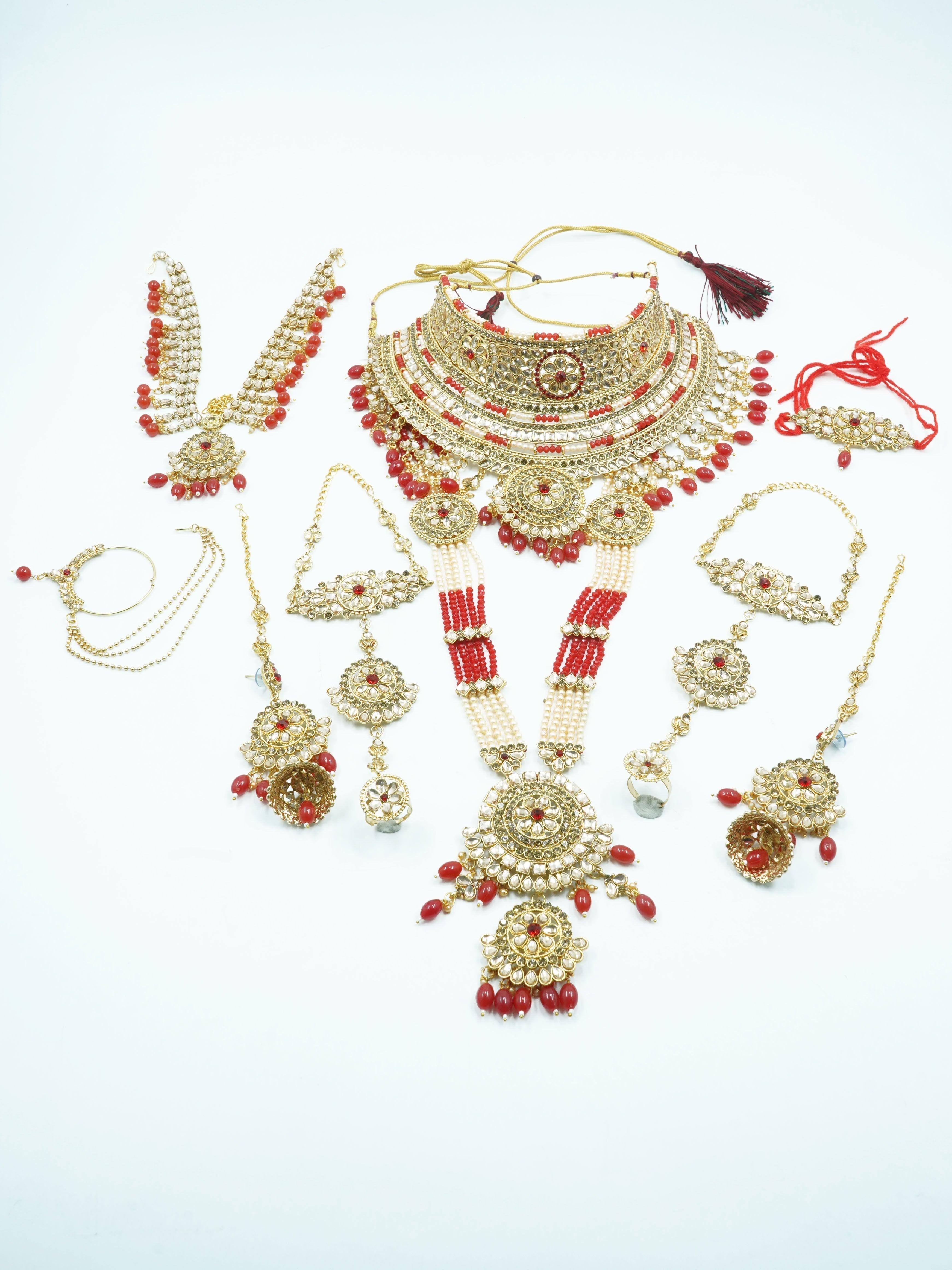 Fancy Dulhan set Gold Polish Bridal jewelry Set combo - Griiham