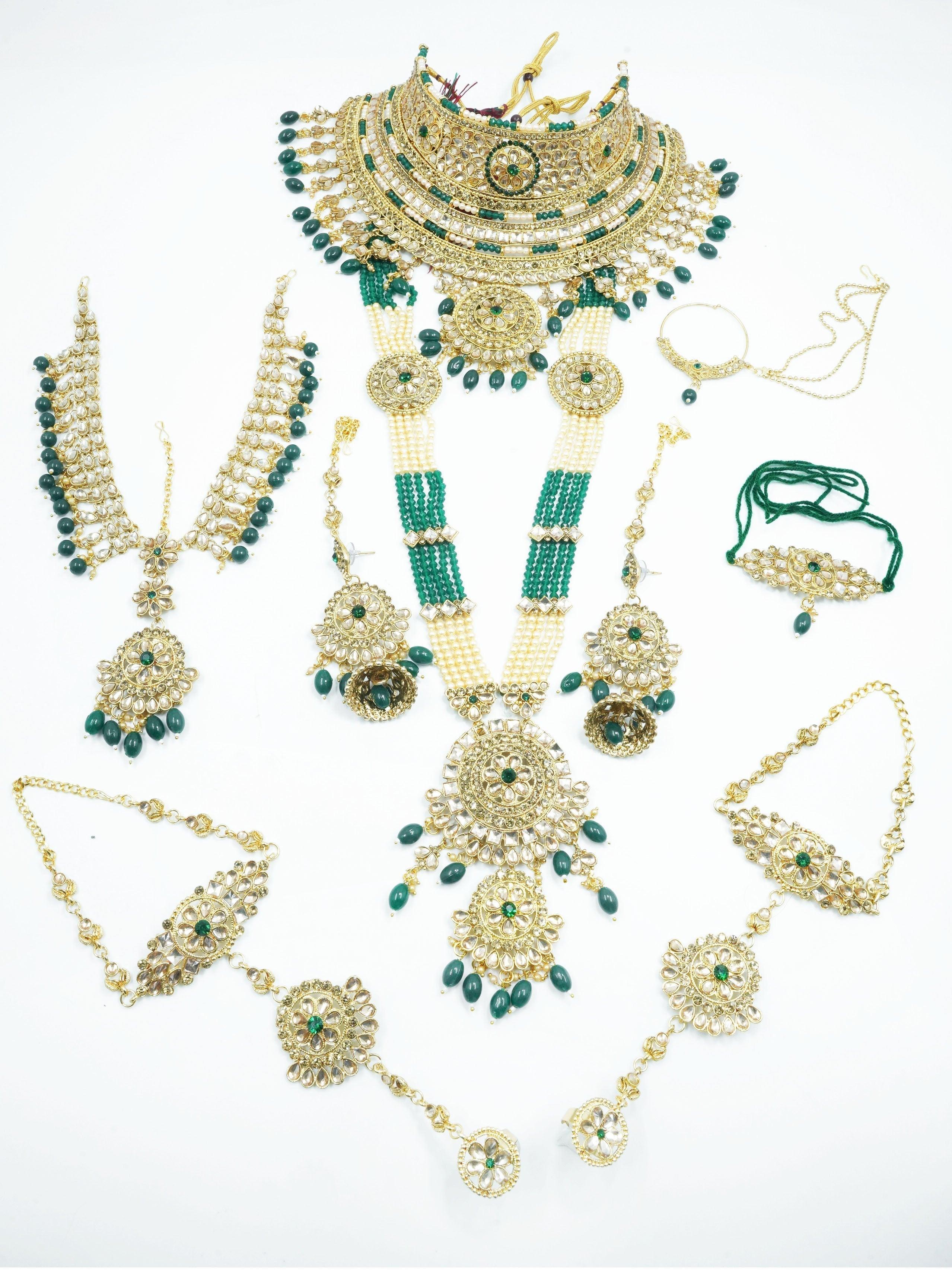 Fancy Dulhan set Gold Polish Bridal jewelry Set combo - Griiham