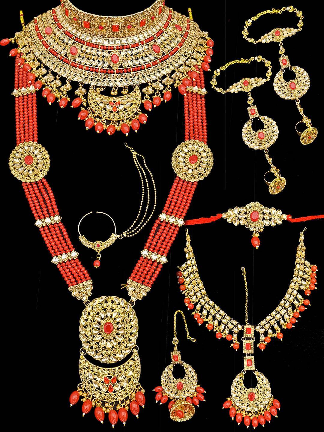 Fancy Dulhan set Gold Polish Bridal jewelry Set combo