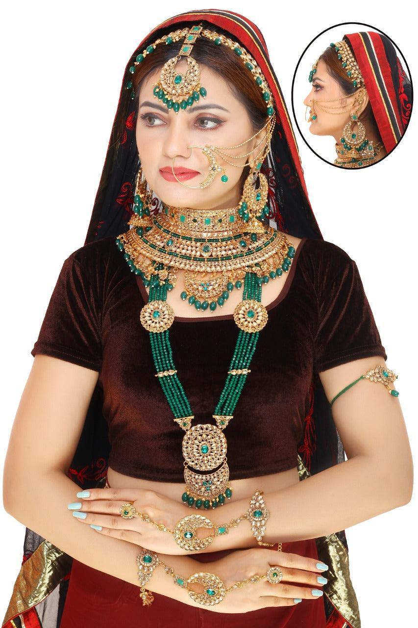 Fancy Dulhan set Gold Polish Bridal jewelry Set combo