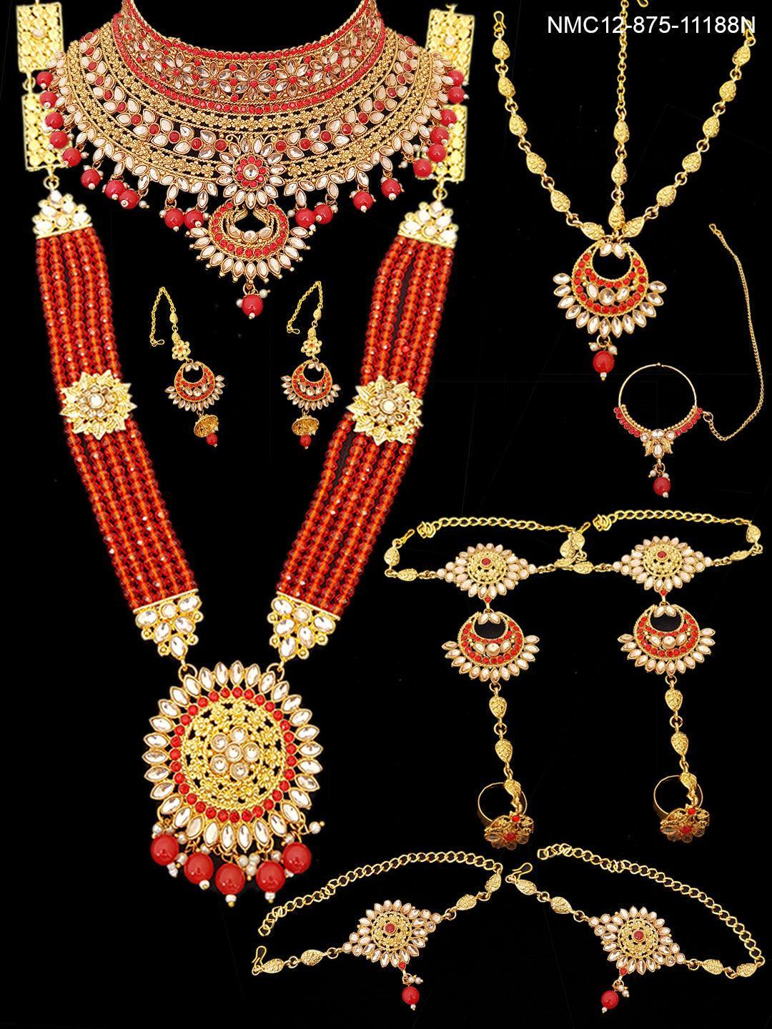 Fancy Dulhan set Gold Polish Bridal jewelry Set combo