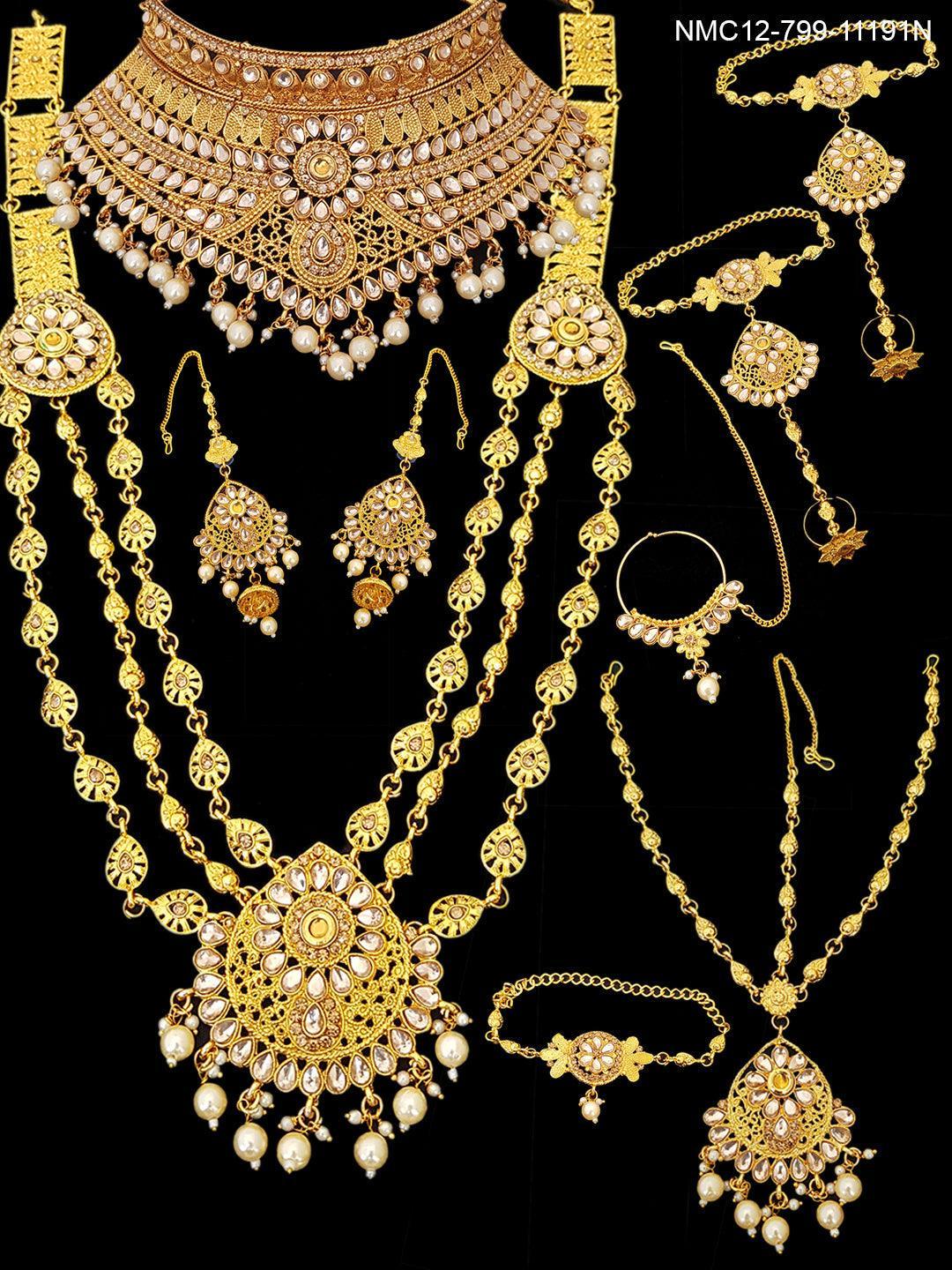 Fancy Dulhan set Gold Polish Bridal jewelry Set combo