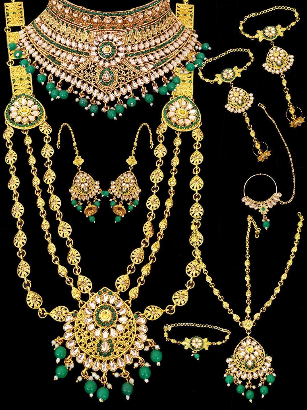 Fancy Dulhan set Gold Polish Bridal jewelry Set combo