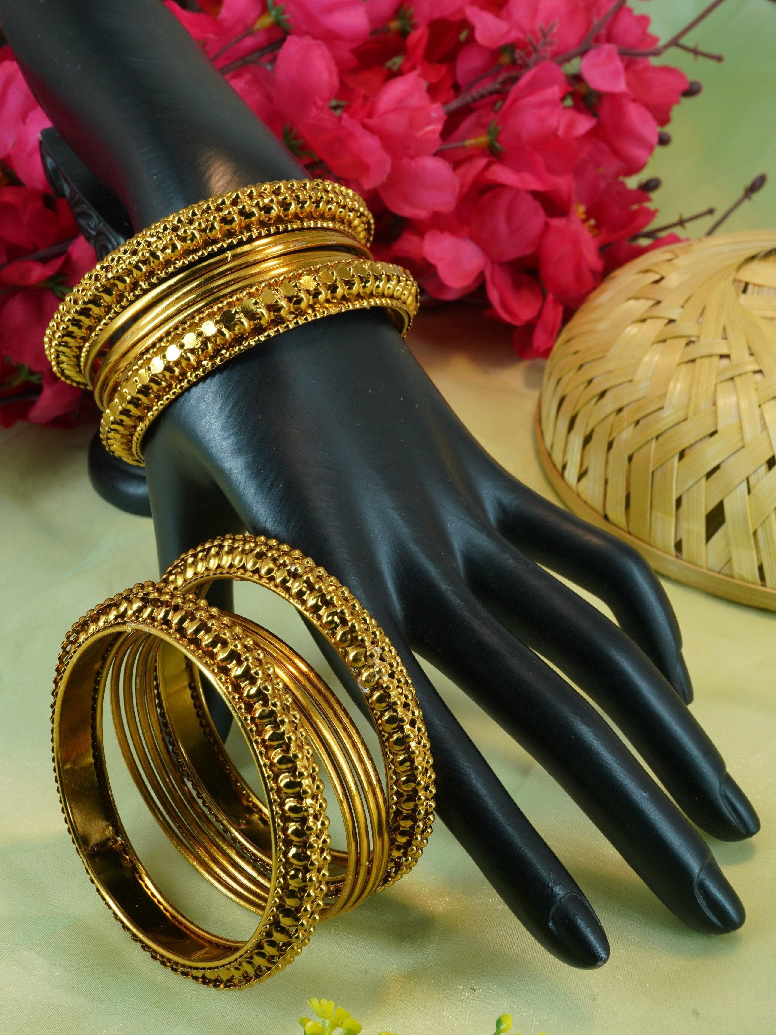 Fancy Mehendi Gold Plated Bangles Set of 12 bangles 11437K - Griiham