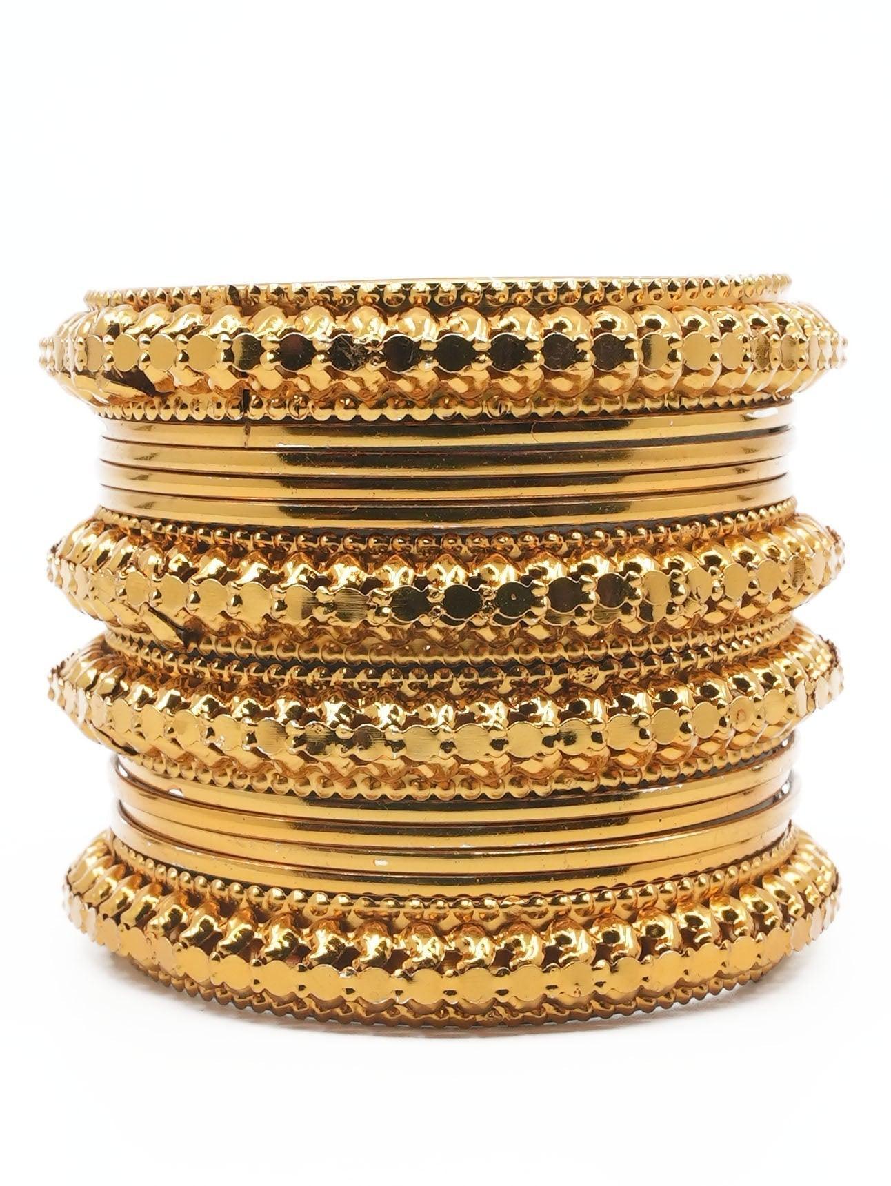 Fancy Mehendi Gold Plated Set of 12 Bangles - Griiham