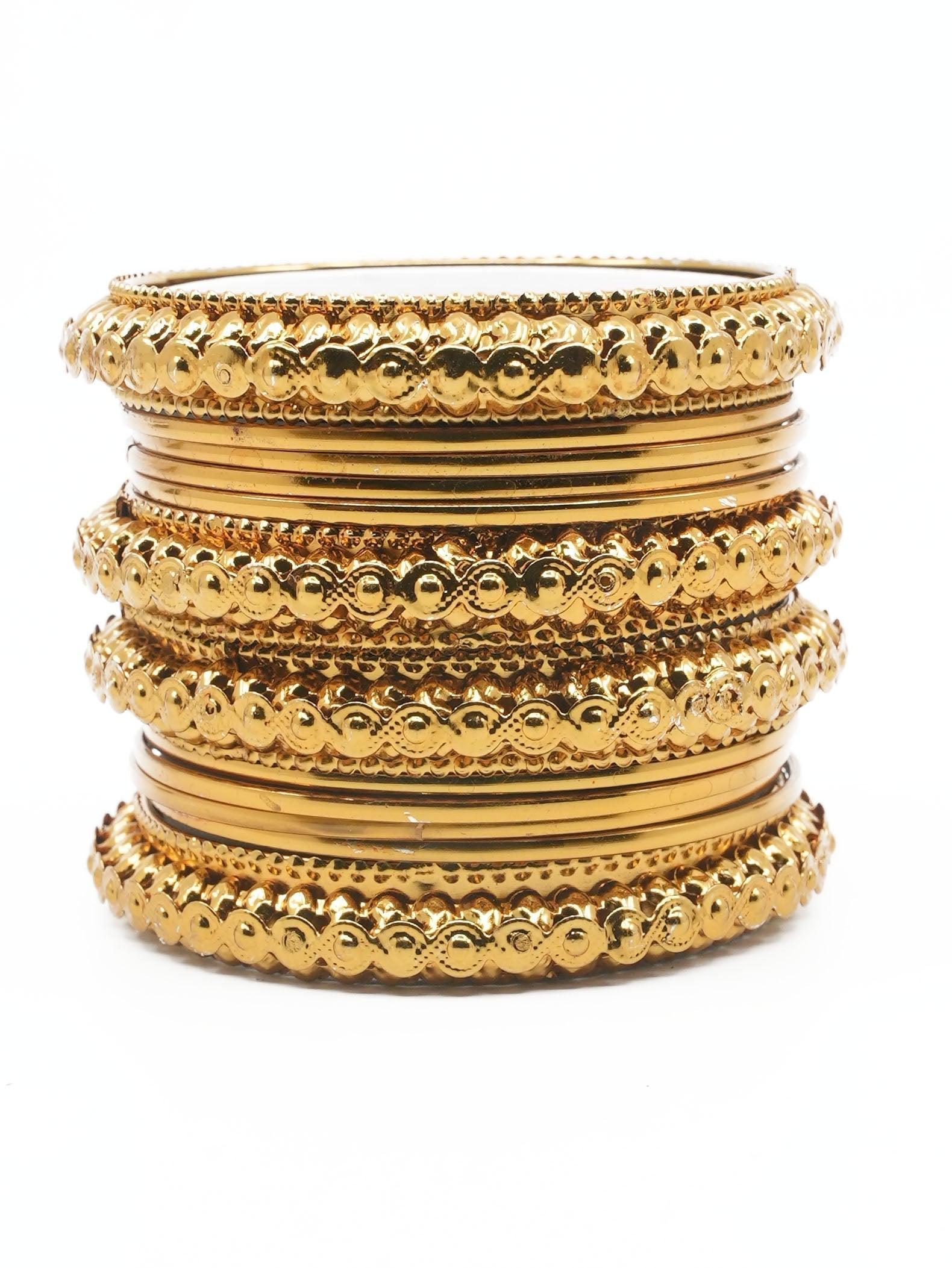 Fancy Mehendi Gold Plated Set of 12 Bangles - Griiham