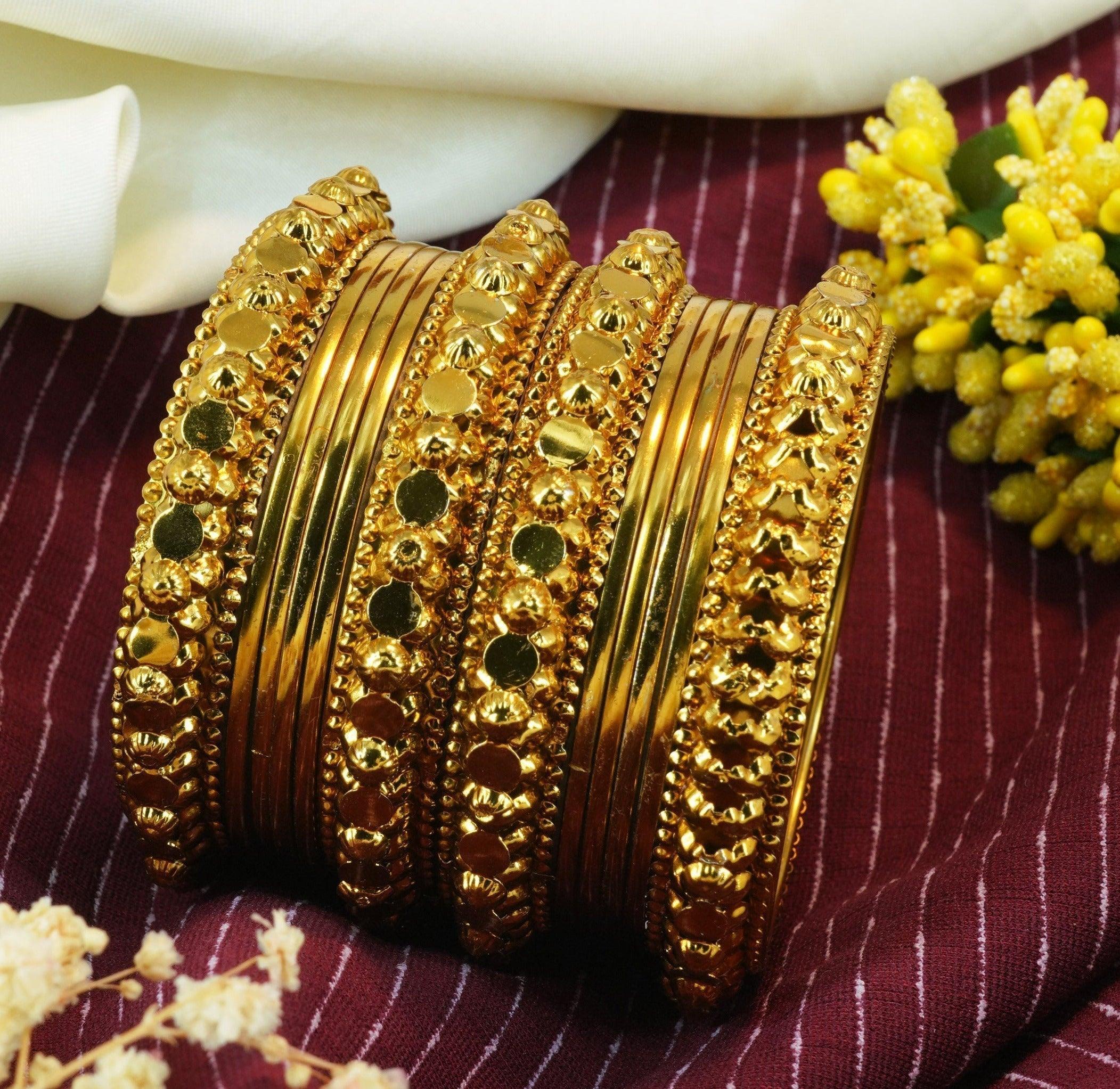 Fancy Mehendi Gold Plated Set of 12 Bangles