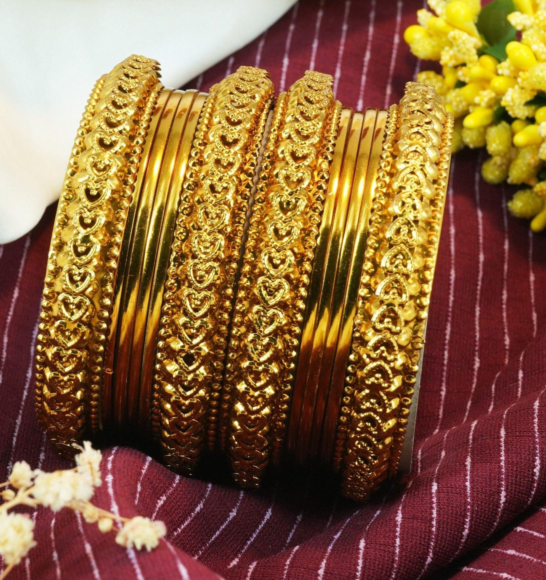 Fancy Mehendi Gold Plated Set of 12 Bangles