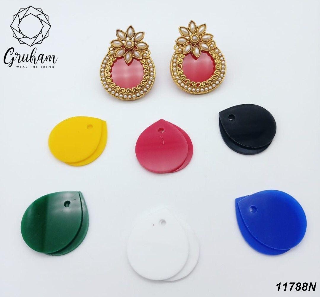 Fancy Pearl Stone Studded Jhumka earrings - Griiham