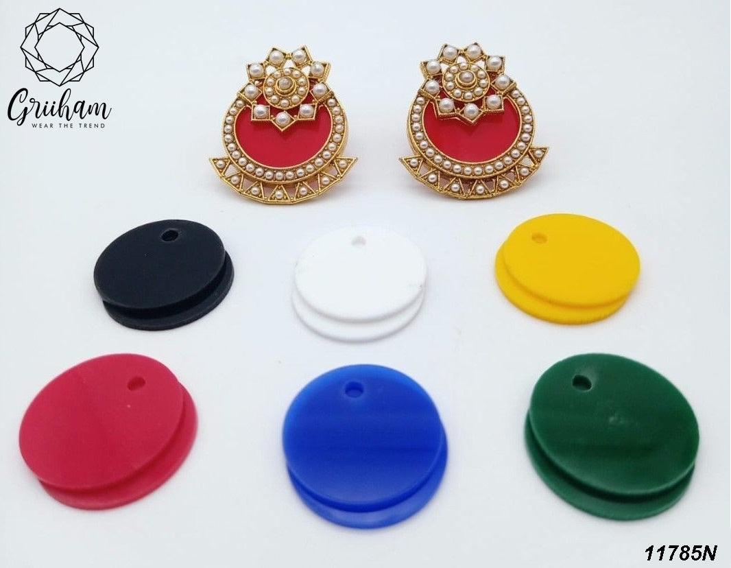 Fancy Pearl Stone Studded Jhumka earrings - Griiham