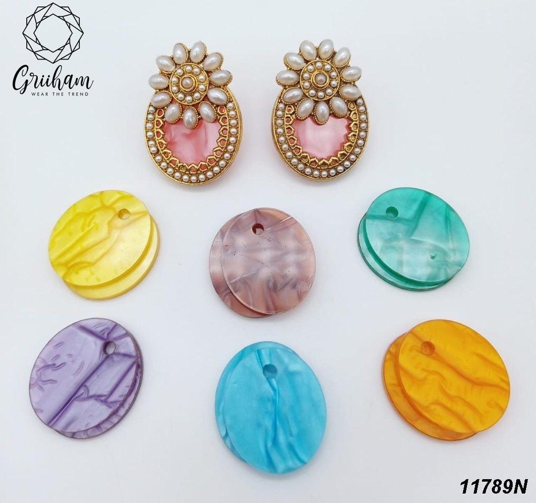 Fancy Pearl Stone Studded Jhumka earrings - Griiham