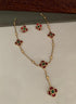 Floral motif Elegant Premeium Gold Finish Designer Multicolor stones Necklace Set - Griiham