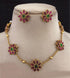 Floral motif Elegant Premeium Gold Finish Designer Multicolor stones Necklace Set - Griiham