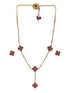 Floral motif Elegant Premeium Gold Finish Designer Multicolor stones Necklace Set - Griiham