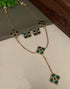 Floral motif Elegant Premeium Gold Finish Designer Multicolor stones Necklace Set