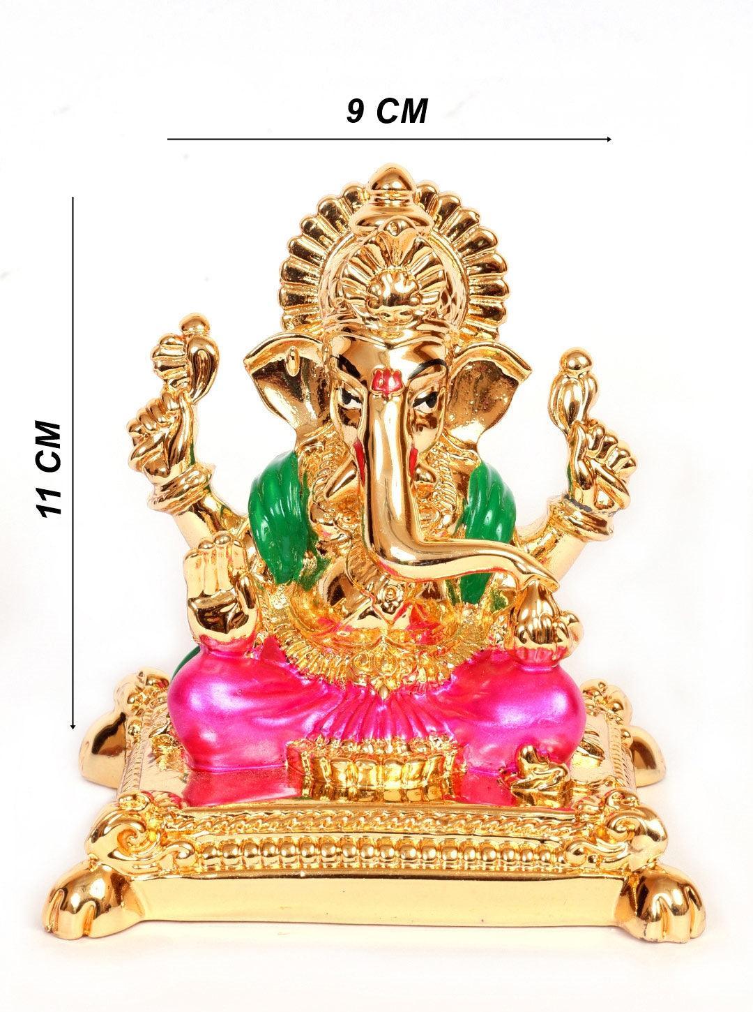 Ganesha Gold Plated charaspat Marble idol 11cm Height - Griiham