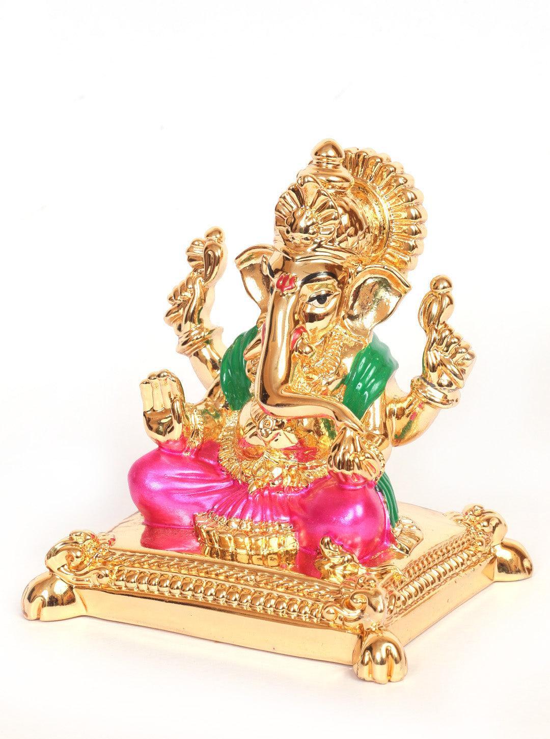 Ganesha Gold Plated charaspat Marble idol 11cm Height - Griiham