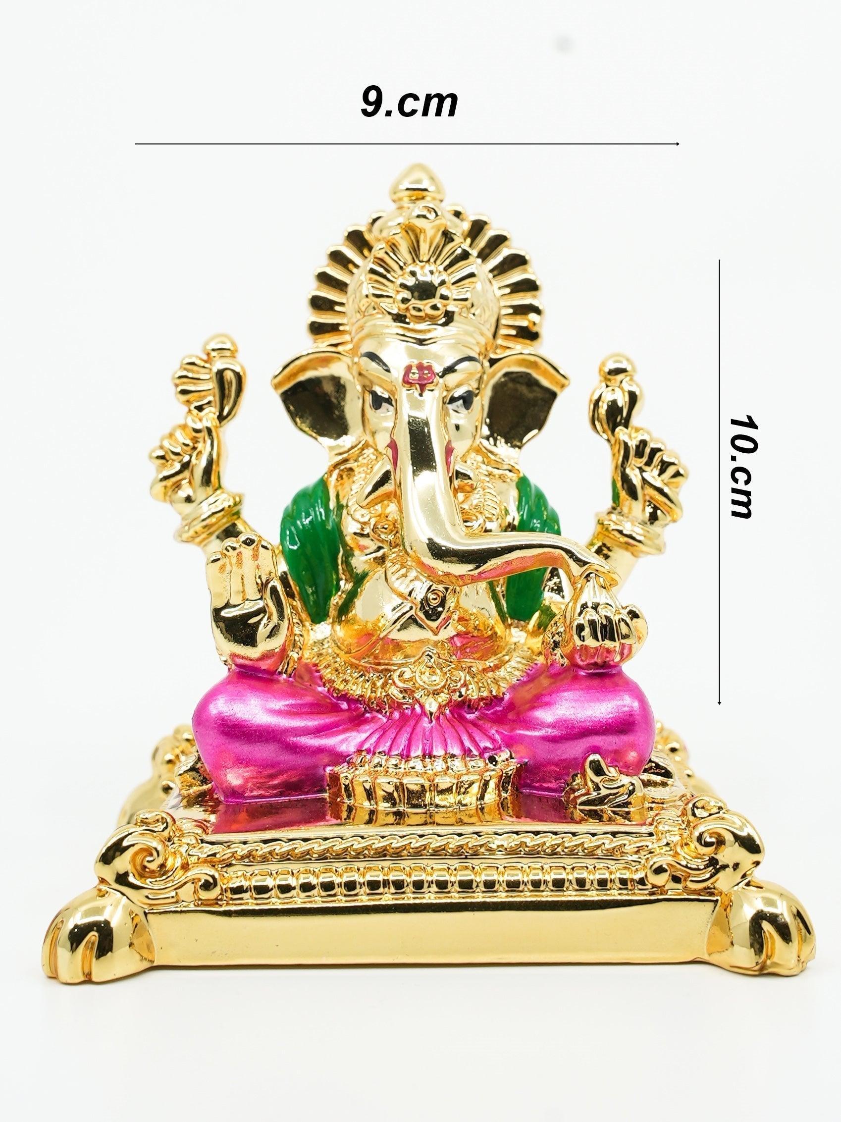 Ganesha Gold Plated charaspat Marble idol 11cm Height - Griiham