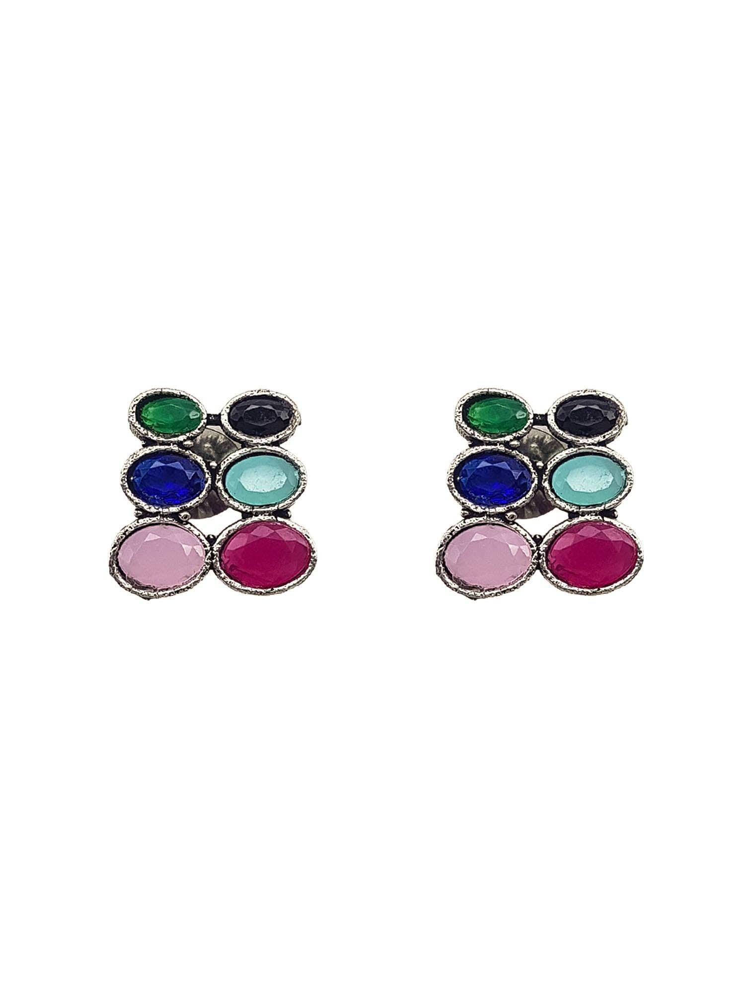 German Silver Plated oxidised Multicolor Necklace set - Griiham