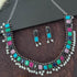 German Silver Plated oxidised Multicolor Necklace set