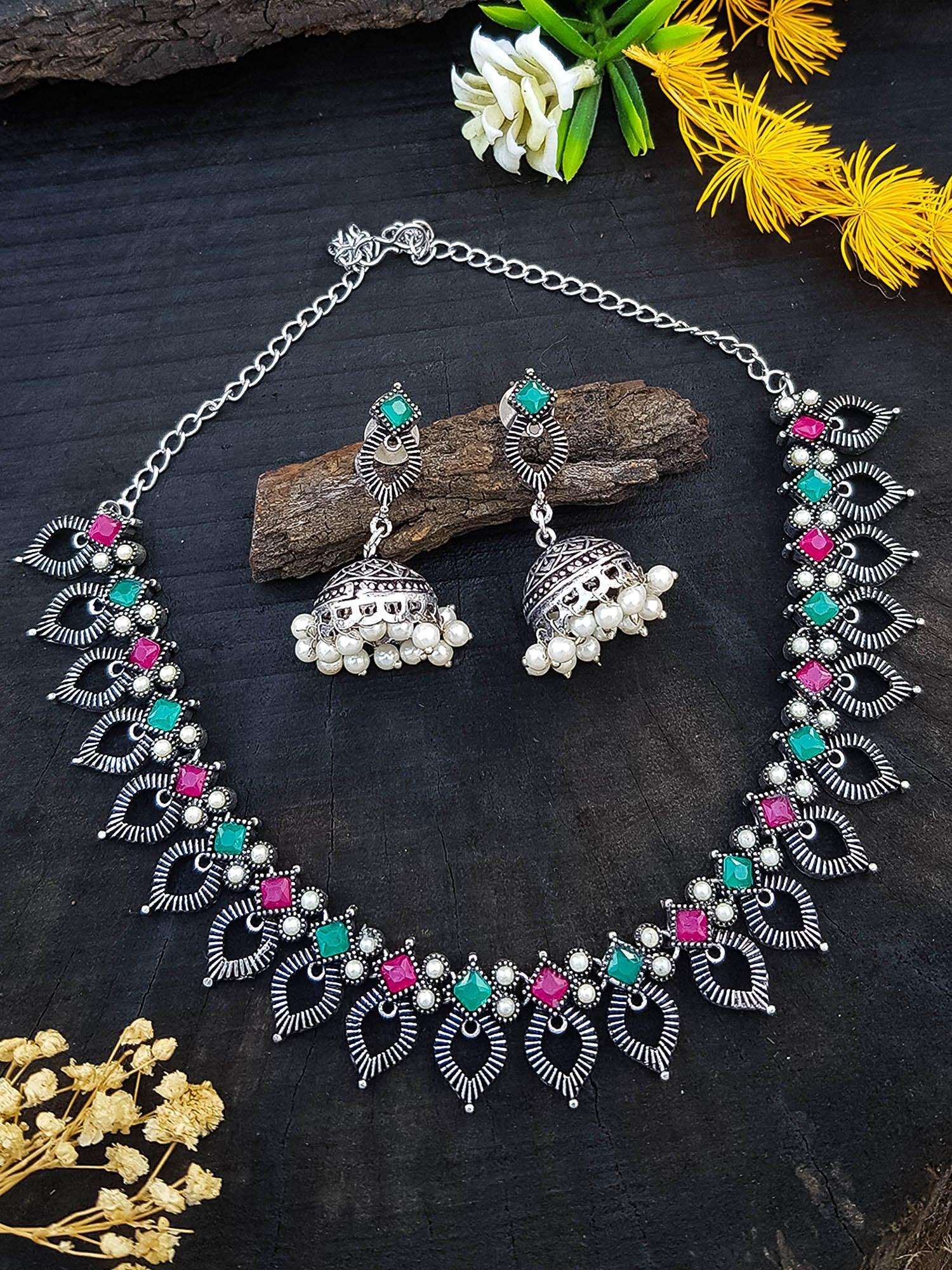 German silver Oxidised Necklace Set