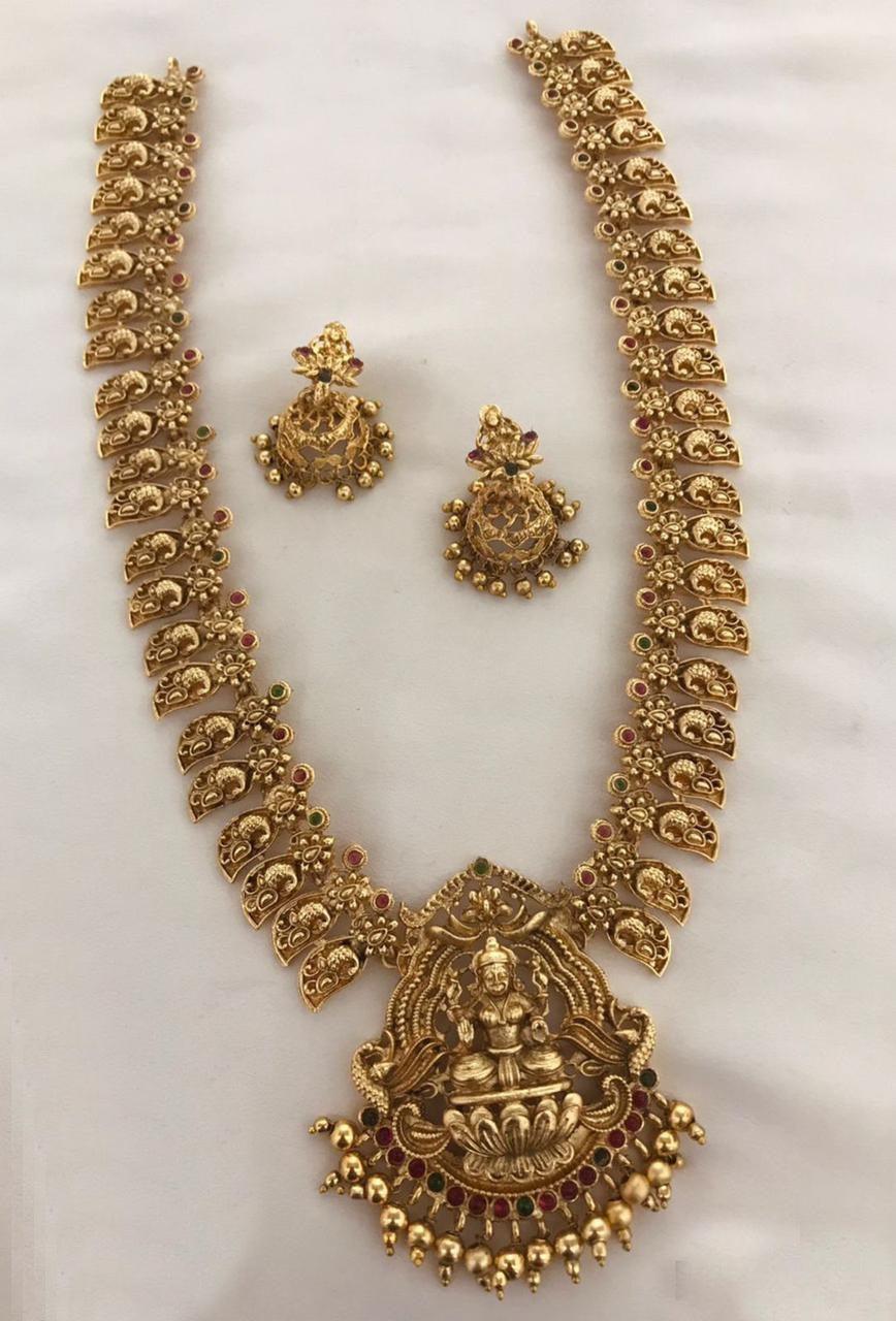 Gold Finish Designer Long Necklace Set - Griiham