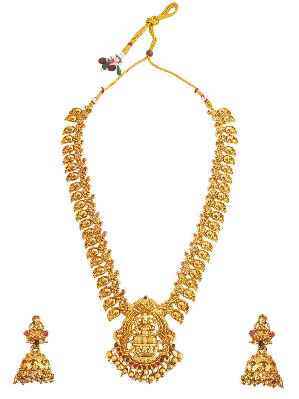 Gold Finish Designer Long Necklace Set - Griiham