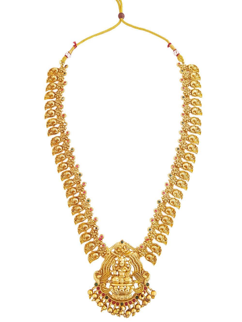 Gold Finish Designer Long Necklace Set - Griiham