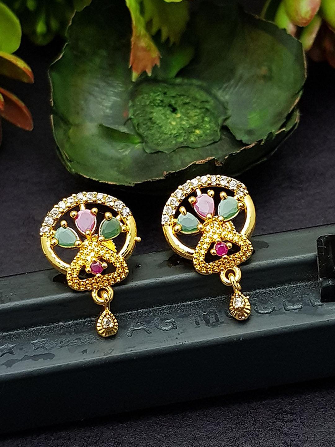 Gold Finish Designer Studs/Earring 7094N-Jhumkas & Earrings-Griiham-Griiham