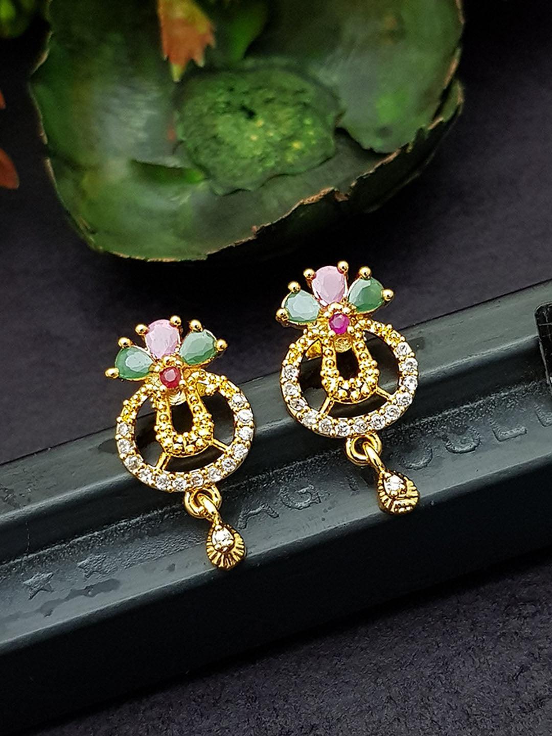 Gold Finish Designer Studs/Earring 7098N-Jhumkas & Earrings-Griiham-Griiham