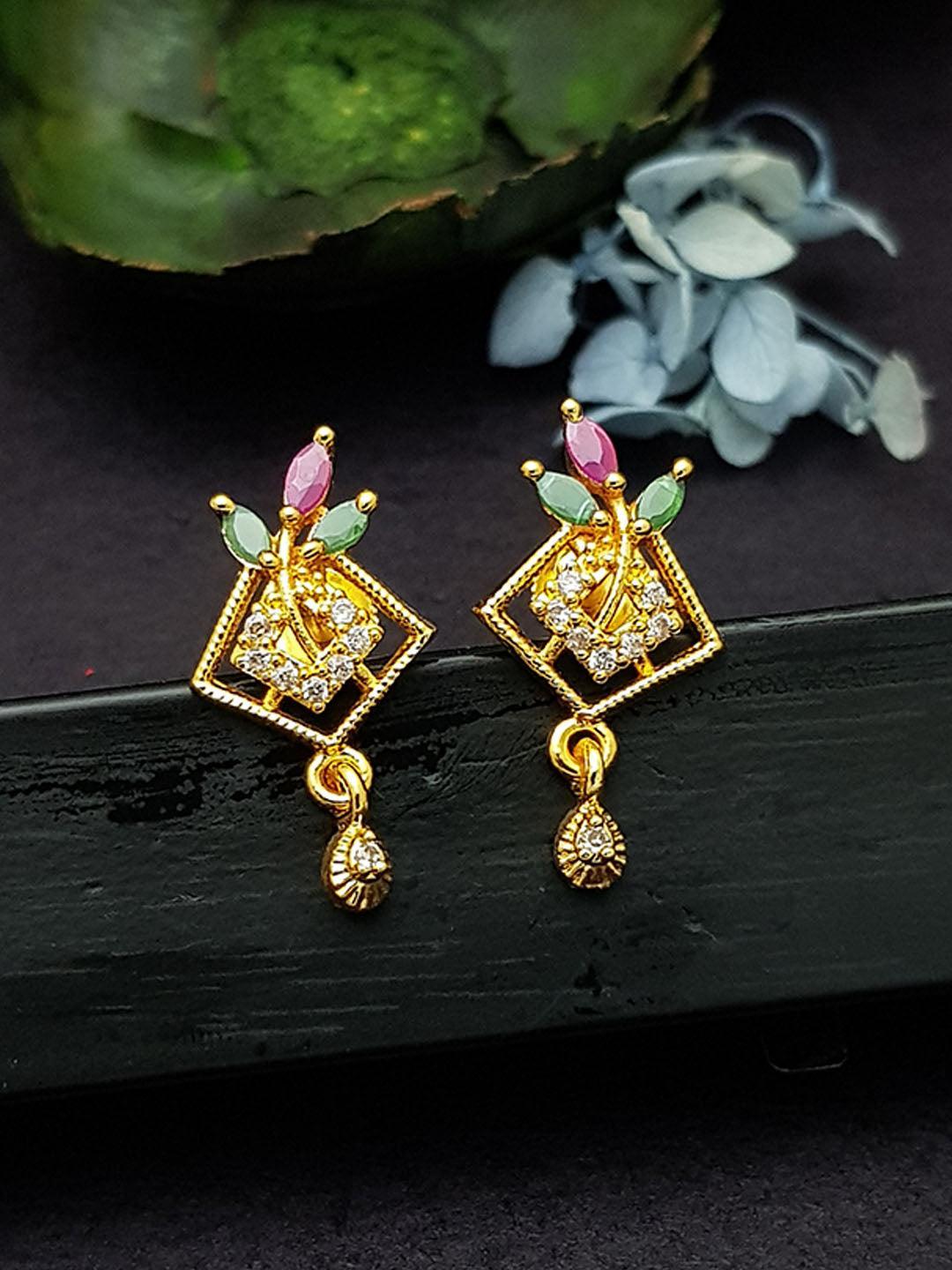 Gold Finish Designer Studs/Earring 7100N-Jhumkas & Earrings-Griiham-Griiham