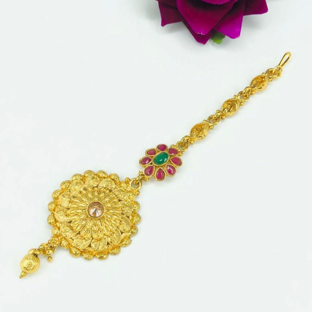 Gold Finish Hair Accessory Damini/Tikka Bridal Wear