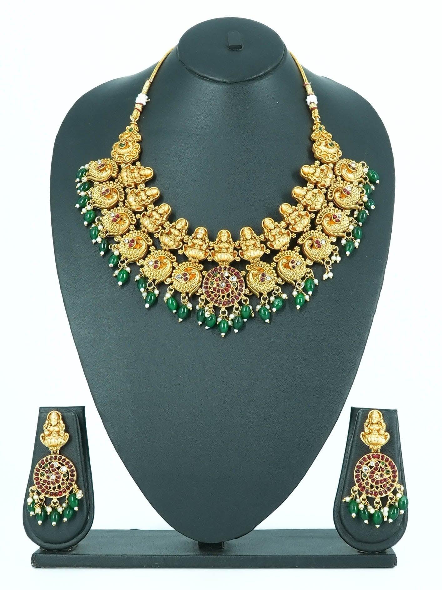 Gold Finish Ruby emerald Zercon Necklace Set NNJ05-525-7579N - Griiham