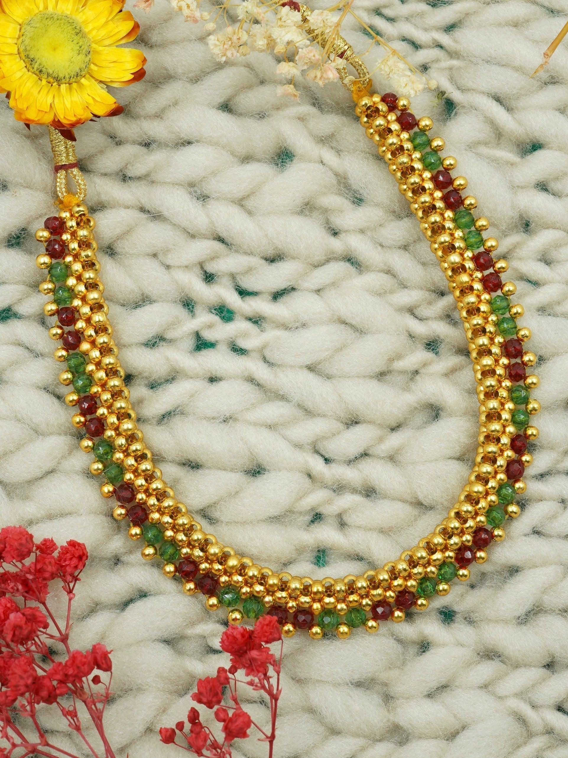 Gold Finish Short necklace Maharastra Thusi